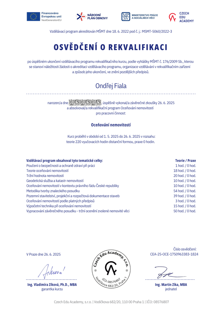 Osvědčení - certifikát